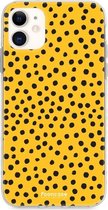 iPhone 12 Mini hoesje TPU Soft Case - Back Cover - POLKA / Stipjes / Stippen / Oker Geel