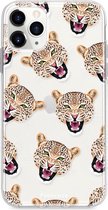 iPhone 12 Pro hoesje TPU Soft Case - Back Cover - Cheeky Leopard / Luipaard hoofden