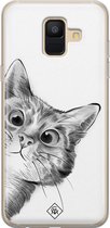 Samsung A6 2018 hoesje siliconen - Peekaboo | Samsung Galaxy A6 2018 case | zwart | TPU backcover transparant