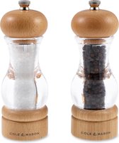 Cole & Mason 105 Peper- en Zoutmolenset 16,5cm | Acryl - Hout | Traploos Instelbare Maalgrootte | Precision+ Maalwerk