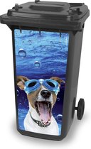 Container sticker Diving Dog,  kliko stickers, CoverArt,  afvalbak sticker, hond met duikbril, otto stickers