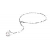 Zilveren Lariat ketting met Barok parel