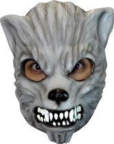 Partychimp Grijze Wolf Gezichts Masker Halloween Masker voor bij Halloween Kostuum Volwassenen - Latex - One-size