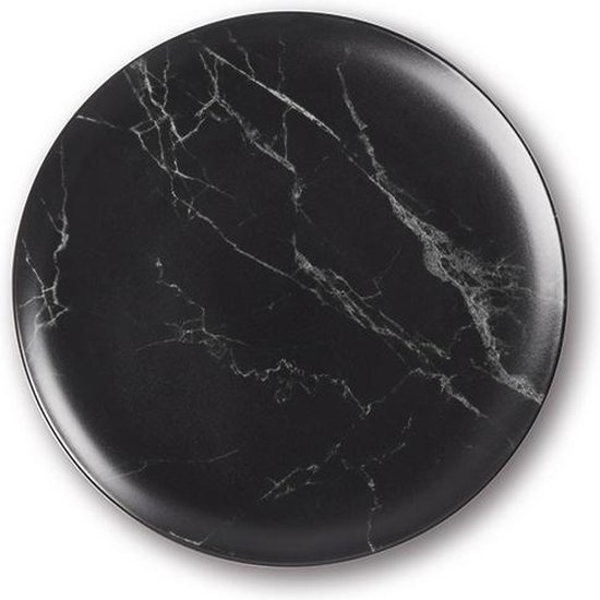 Set van 4 grote porseleinen dinerborden – Ø 30 cm – Black marble kleur – voor alle gerechten - Sanodegusto