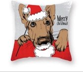 Kerst kussenhoes hond - kerstdecoratie - kersthoes - 45 x 45 cm