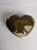 Edelstenen - Mineralen - Oceaan Jaspis - Hart - Glanzend - Groen - Creme - Bege - Geodes - 8,5x7x4,5cm