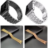 Geschikt voor Apple Watch bandje 42 / 44 / 45 mm - Series 1 2 3 4 5 6 7 SE - 4 pack - Smartwatch iWatch horloge band - 42mm 44mm 45mm - Fungus - RVS metaal - Zilver zwart goud rosegoud
