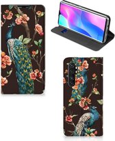 Stand Case Xiaomi Mi Note 10 Lite Telefoonhoesje Pauw met Bloemen