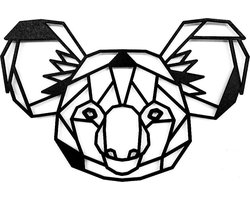 Houten Dierenkop • Houten Koala • Dierenkop Koala • Middel • Zwart MDF • Houten Dier • Wandecoratie
