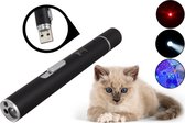 ST Products - Kattenspeeltjes - Laser - Laserpen - Laserlampje kat - Laserpointer - Zaklamp - UV lamp - LED Lamp - RVS Opbergblikje - USB Oplaadbaar - 3 in 1 - Rode Laser - Zwart