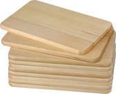 10x Ensemble de planches à déjeuner / planches à découper en bois 21,5 x 13,5 cm - 21,5 x 13,5 x 1 cm - Planches à Planches à découper