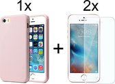 iphone 5s hoesje roze - iPhone 5s siliconen case - hoesje iPhone 5s apple - iPhone 5s hoesjes cover hoes - 2x iPhone 5s screenprotector screen protector