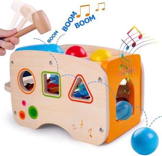 Xylofoon houten speelgoed kinderen met houten vormpjes educatief speelgoed instrument... |
