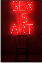 Poster – ''Sex is Art'' Rode Letters met Stoel - 40x60cm Foto op Posterpapier