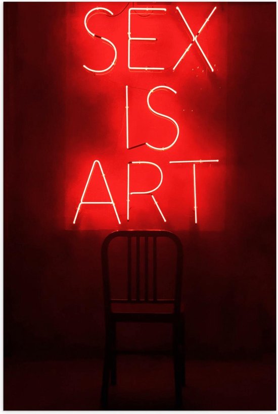 Poster – ''Sex is Art'' Rode Letters met Stoel - 40x60cm Foto op Posterpapier