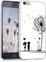 kwmobile telefoonhoesje voor Apple iPhone 6 / 6S - Hoesje voor smartphone in zwart / wit - Paardenbloemen Liefde design
