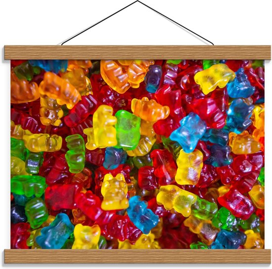 Schoolplaat – Gekleurde Gummybeertjes - 40x30cm Foto op Textielposter (Wanddecoratie op Schoolplaat)