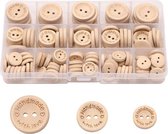 Assortiment houten knopen Handmade with love - 140 stuks - bewaarbox - naaiaccessoires - mix - 15mm 20 mm 25mm