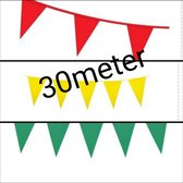 3 stuks Vlaggenlijnen, Effen Rood/ Geel/ Groen. 30 meter. Carnaval, Themafeest, Verjaardag, Feest