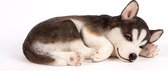 Hamac Syberische Husky Slapend Tuinbeeld - 31,8 x 19,8 x 12,5 cm - Bruin/Wit