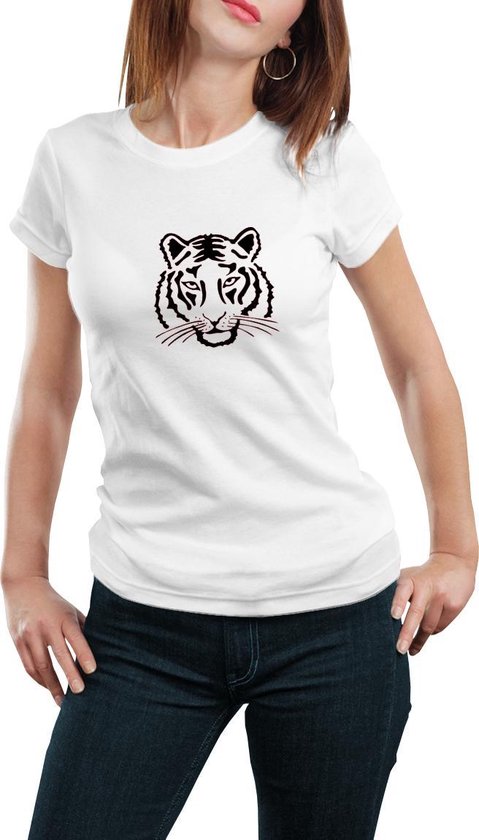 Tijger - T-shirt - Dames - Maat L - Wit | bol.com