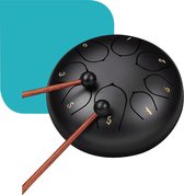 Steel Tongue Drum Inclusief Draagtas - 15 cm - 8 Tongen - Klankschaal - Zwart - Lotusdrum