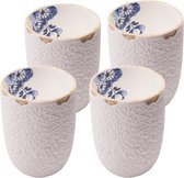 Espressokopjes - Set van 4 espresso kopjes- 6 cm - Delfts blauw - bloesem - cadeau voor vrouw