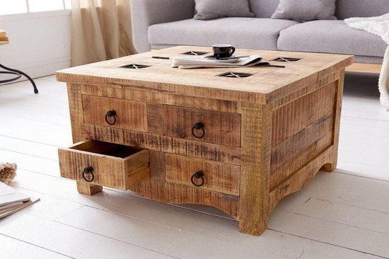Uncle Joe´s Houten Kist Salontafel - Vintage Shabby Chic Sewing Machine Kisttafel Met Opbergruimte