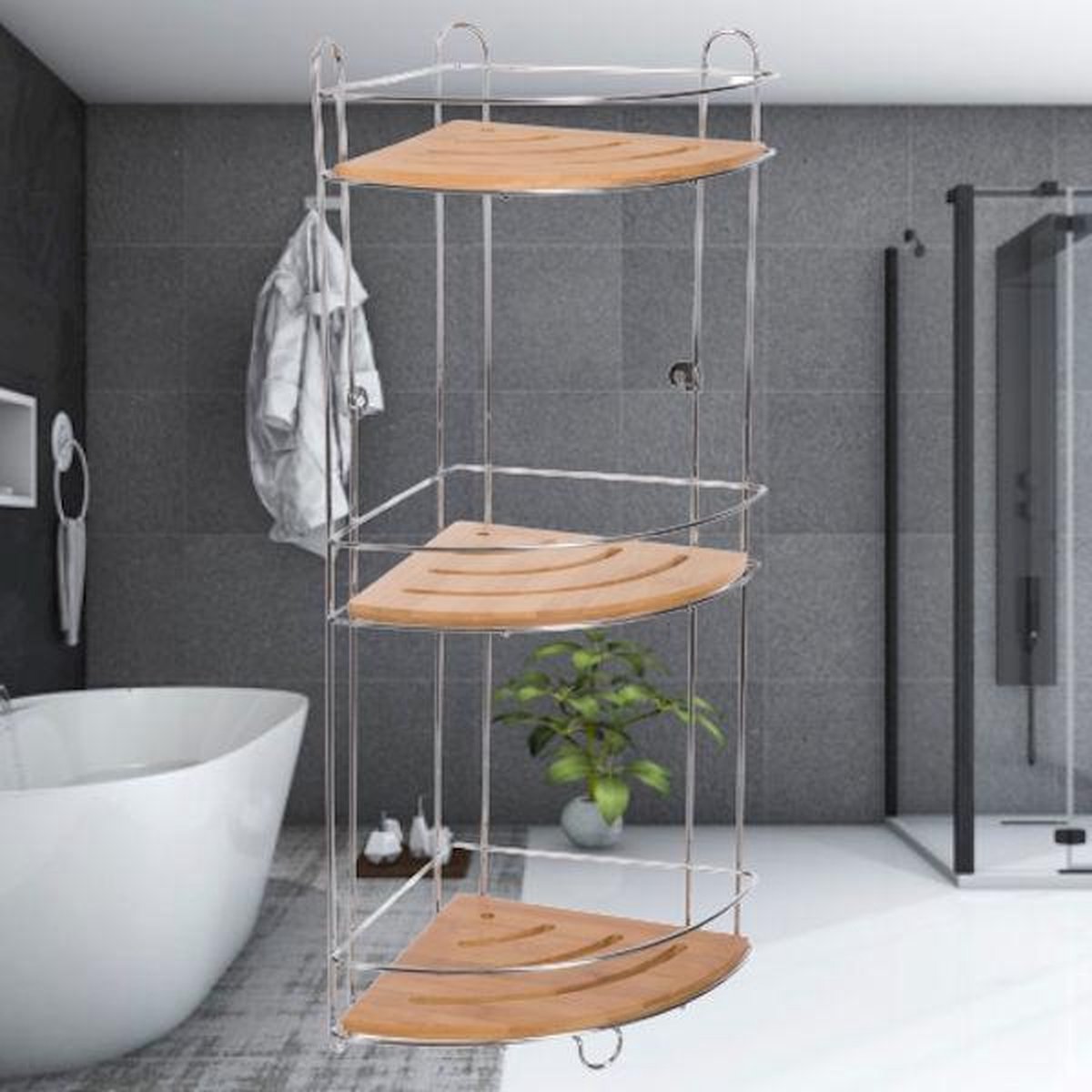 Decopatent® Doucherek 3 Laags Hangend of Staand Badrekje Rvs