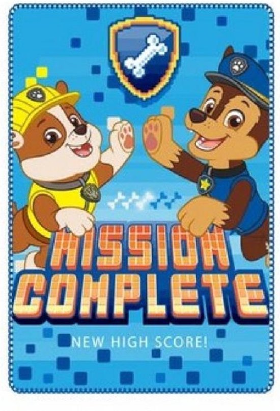 Paw Patrol plaid - 150 x 100 centimeter - PAW pups Rubble en Chase deken - blauw