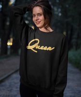 King / Queen Trui Premium Black Gold (Queen - Maat L) | Koppel Cadeau | Valentijn Cadeautje voor hem & haar