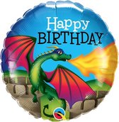 Folieballon Happy Birthday Draak Meerkleurig 46 cm
