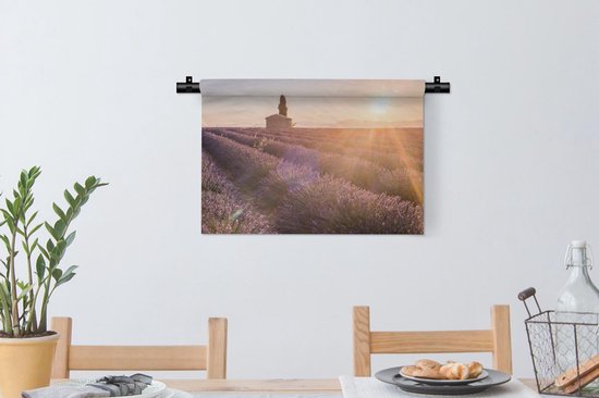 Tapisserie De lavande - Lever de soleil sur un champ de lavande Tapisserie coton 60x40 cm - Tapisserie avec photo