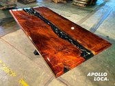 Beuken Epoxy riviertafel zwart met gouden accenten