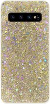 ADEL Premium Siliconen Back Cover Softcase Hoesje Geschikt voor Samsung Galaxy S10 - Bling Bling Glitter Goud