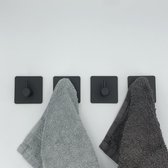 Handdoekhaakjes - Haakjes zelfklevend - Mat zwart  - Badkamer accesoires - JQL