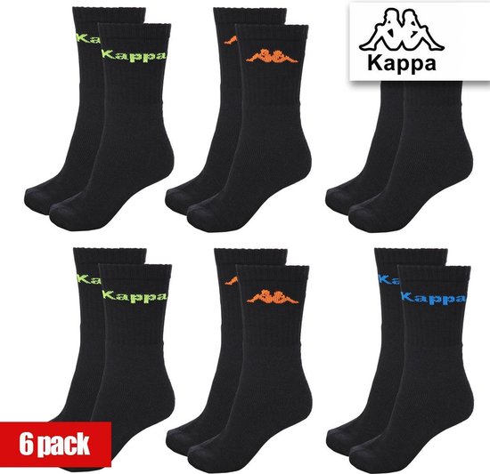 Kappa 6 pack zwarte sportsokken 43-46 gekleurd logo | bol.com