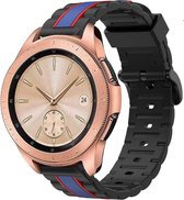 Siliconen Smartwatch bandje - Geschikt voor  Samsung Galaxy Watch 42mm Special Edition band - zwart/blauw - Horlogeband / Polsband / Armband