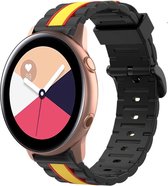 Siliconen Smartwatch bandje - Geschikt voor  Samsung Galaxy Watch Active Special Edition band - zwart/geel - Horlogeband / Polsband / Armband