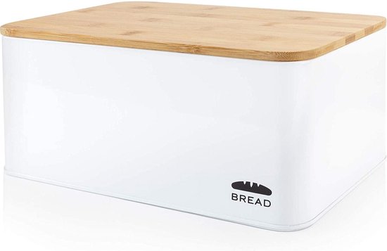 Boîte à pain avec planche à découper en bambou - La grande boîte à pain en  métal avec... | bol.com