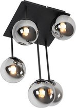 QAZQA athens - Landelijke Plafondlamp - 5 lichts - L 255 mm - Zwart - Woonkamer | Slaapkamer | Keuken