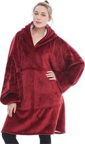 Levoxo - Hoodie Deken – Deken Met Mouwen Voor Volwassenen – Sherpa Fleece – Plaid – Hoodie Blanket – One Size – Voor Mannen en Vrouwen – Rood