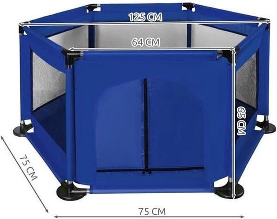 Babybox Donker Blauw - Speelbox voor kinderen - RVS materiaal en Opvouwbaar - Drievoudige ritssluiting - Doorzichtig en Wasbaar - Veilige ronden hoeken - LimitedDeals - LimitedDeals