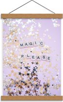 Schoolplaat – Magic Please Sterren - 30x40cm Foto op Textielposter (Wanddecoratie op Schoolplaat)