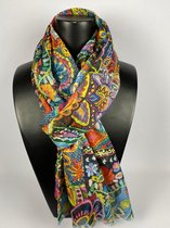 Sjaal klassiek print digitaal 70% viscose met 30 % zijde van dun materiaal