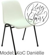 King of Chairs model KoC Daniëlle wit met zwart onderstel. Stapelstoel kantinestoel kuipstoel vergaderstoel tuinstoel kantine stoel stapel stoel kantinestoelen stapelstoelen kuipst