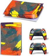 Sony PS5 Digital Edition Console Skins - Grunge Neon Geel / Oranje (Let op, alleen geschikt voor PlayStation 5 Digital Edition - zie productafbeelding)