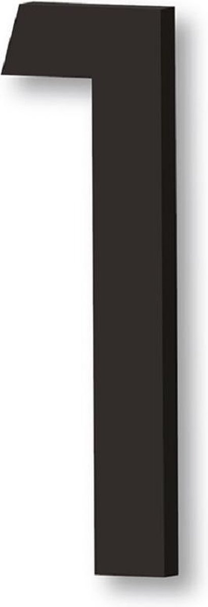 Zwart huisnummer 1 - huisnummer voordeur - 15cm hoog - type B-H