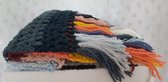 LIBOZA - Gehaakt - Sjaal - Lekker zachte, warme sjaal - Vrolijke kleuren - incl. mini-sleutelhanger - Cadeau - Uniek - Handgemaakt - 135 x 30 cm -  80% acryl-20% wol - Franje - ingepakt  in v
