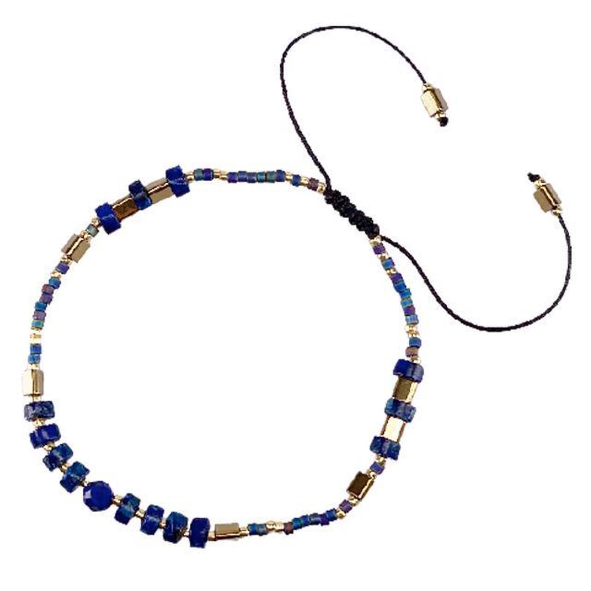 Kralen Bedelarmband natuursteen Blauw - 18 cm - Dames - Lieve Jewels